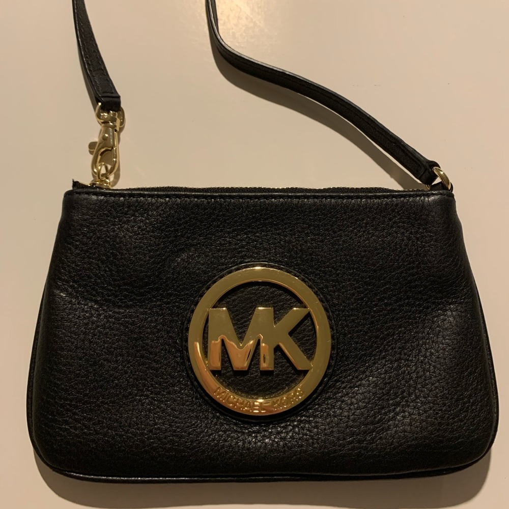 Michael Kors Black Leather Wristlet